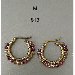 Chic Gold and Multicolor Beaded Hoop Earrings